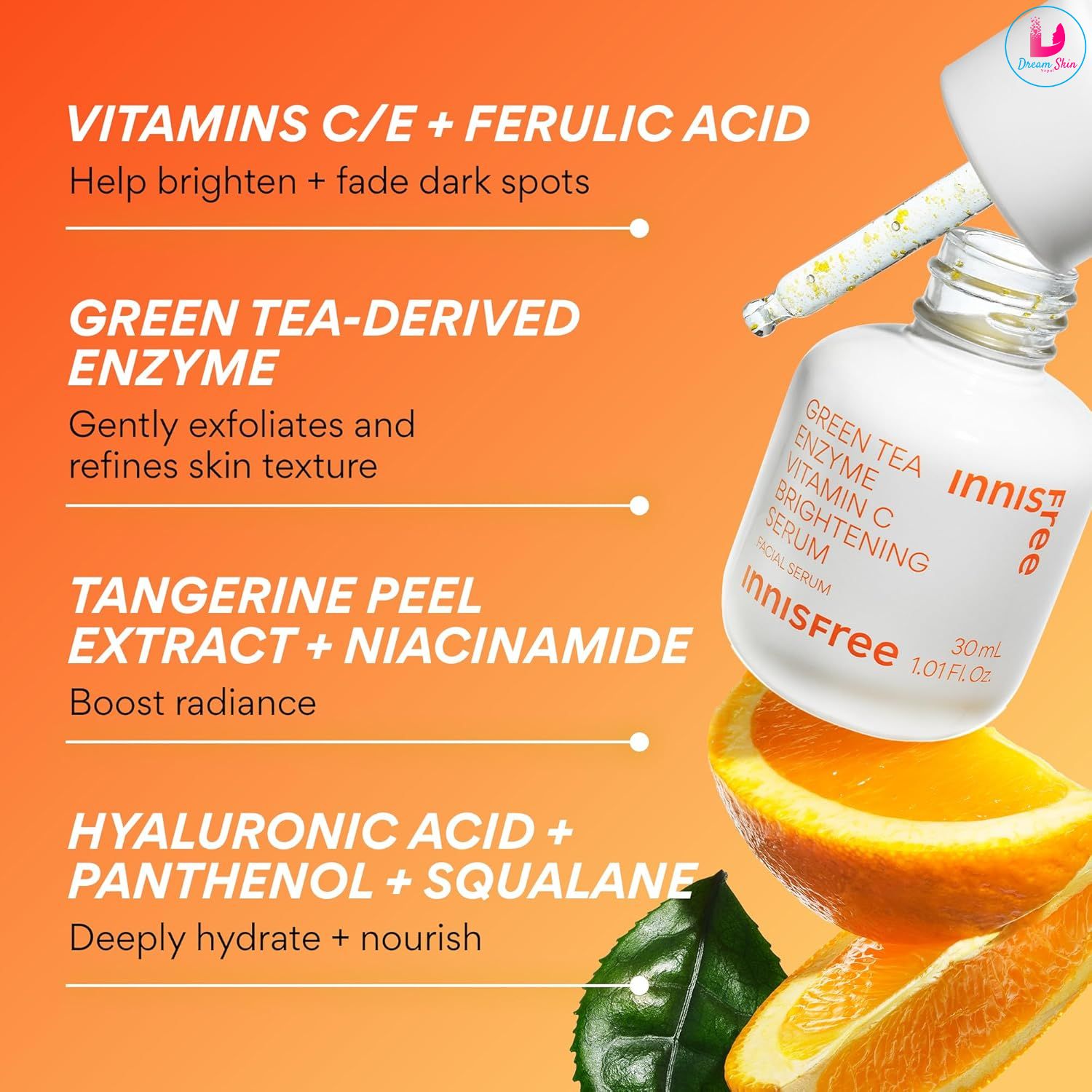  Innisfree Green Tea Enzyme Vitamin C Brightening Serum [30ml]